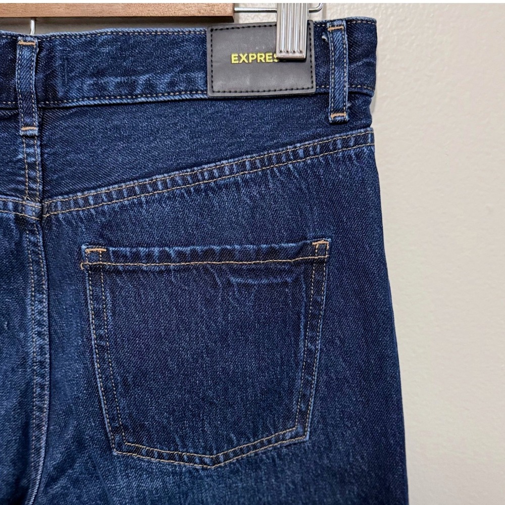 Express Women's Dark Wash High Rise Wide Leg 100% Cotton Denim Jeans Size 4S - Picture 7 of 10
